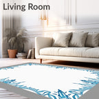 Azure Floral Border Medallion Rug