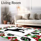 Black Dog Amidst Red Green Accents Rug