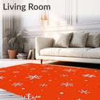 Orange Snowflakes Glitter Scattered Rug