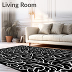 Black White Organic Tree Branch Rug