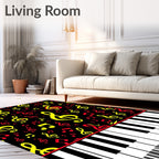 Vibrant Red Yellow Treble Clefs Rug