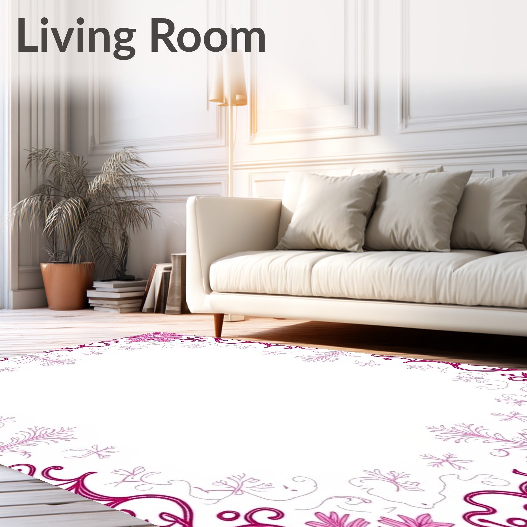 Fuchsia Scrollwork Snowflake Medallion Rug