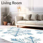 Winter Blue Snowflake Tile Rug