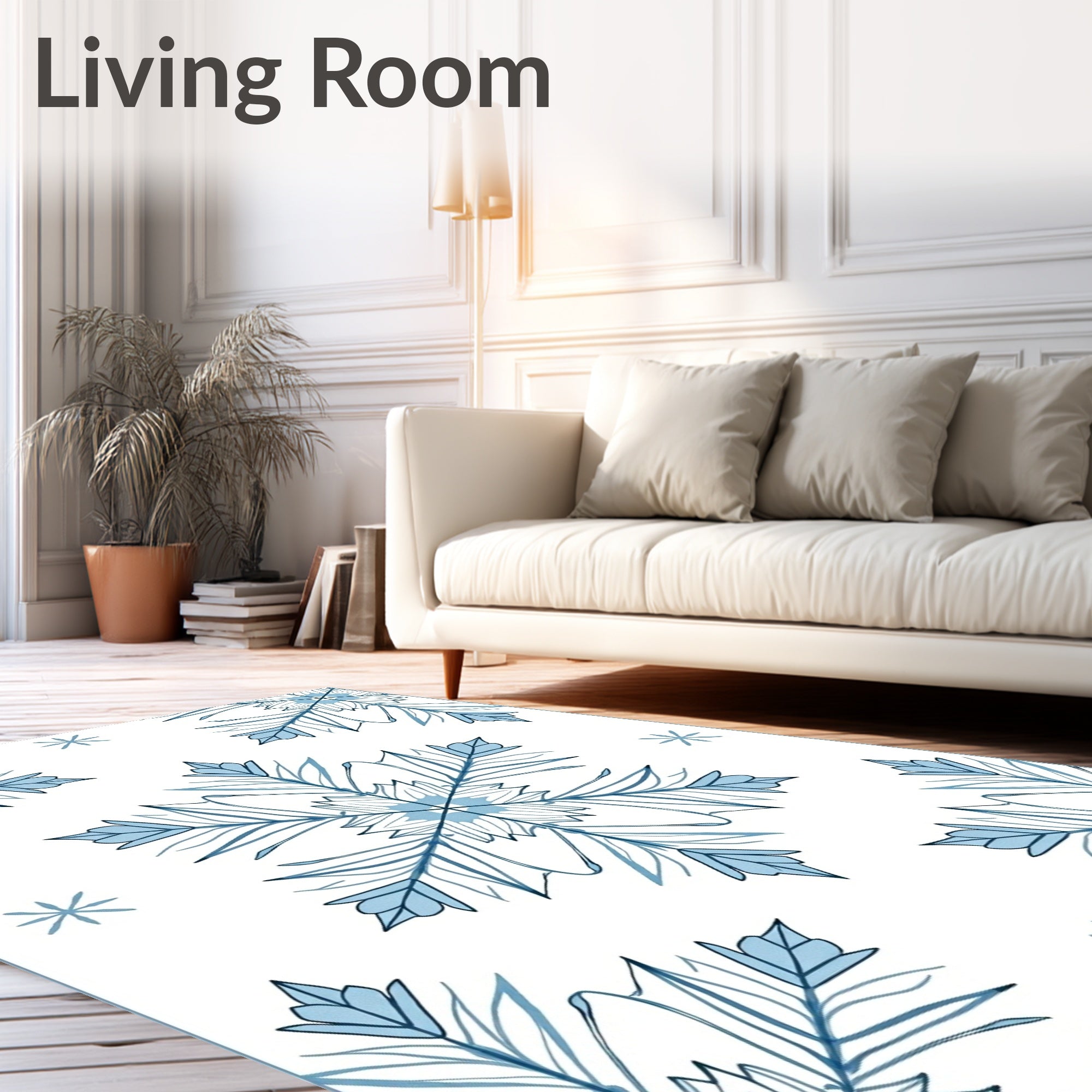 Winter Blue Snowflake Tile Rug