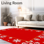 Red Snowflake Border Rug