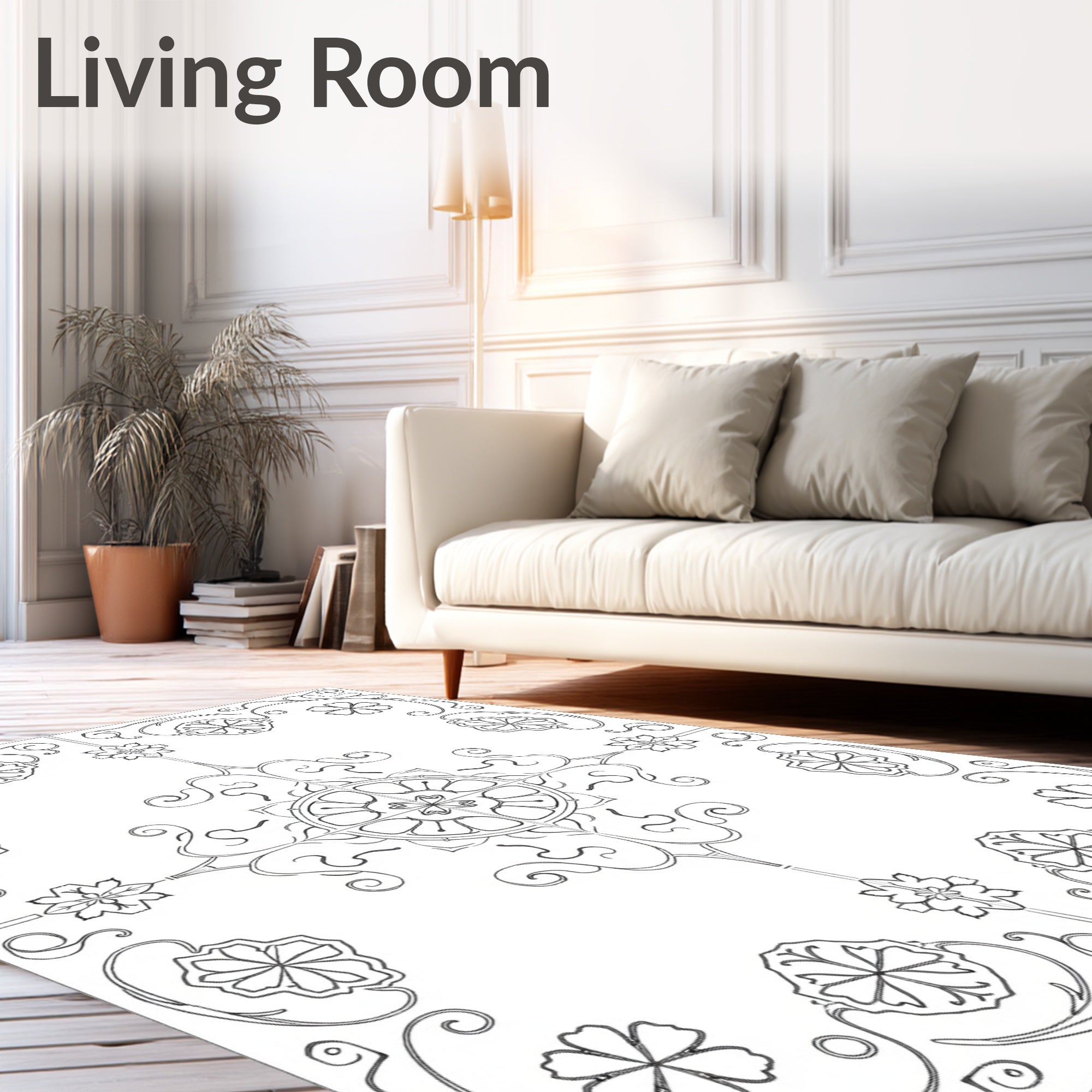 Ornate Floral Medallion Vine Arrangement Rug