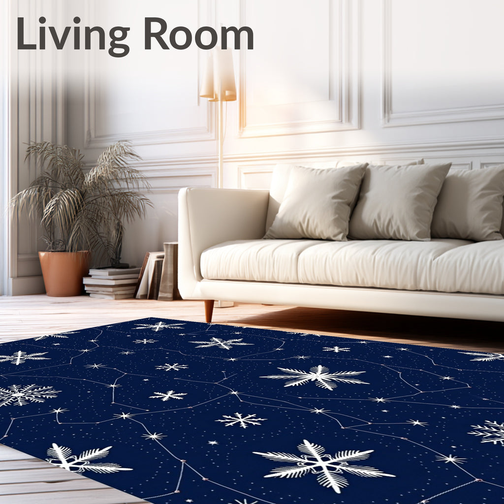 Deep Blue Snowflake Constellation Radiance Rug