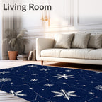 Deep Blue Snowflake Constellation Radiance Rug