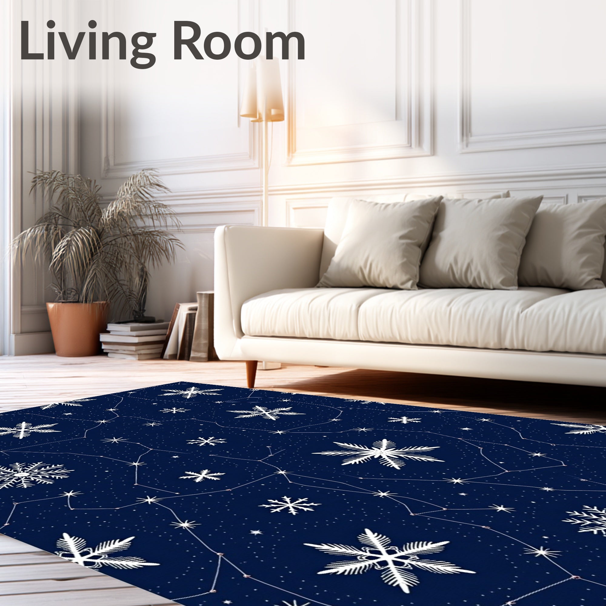 Deep Blue Snowflake Constellation Radiance Rug