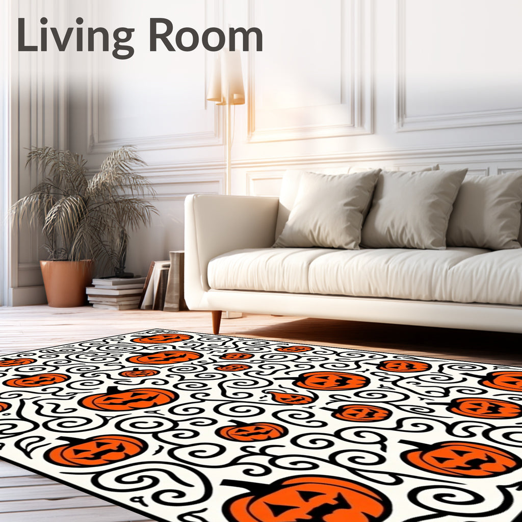 Orange Jack O Lantern Swirls Rug
