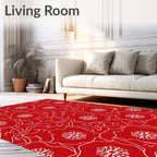 Crimson Snowflake Floral Outline Rug