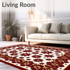Crimson And Gold Floral Medallion Rug