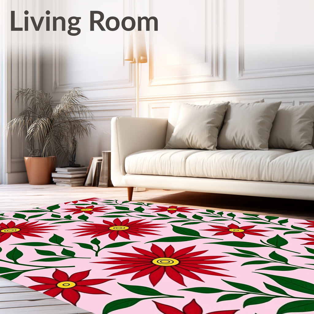 Crimson Red Bloom Scatter Rug