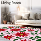 Crimson Red Bloom Scatter Rug