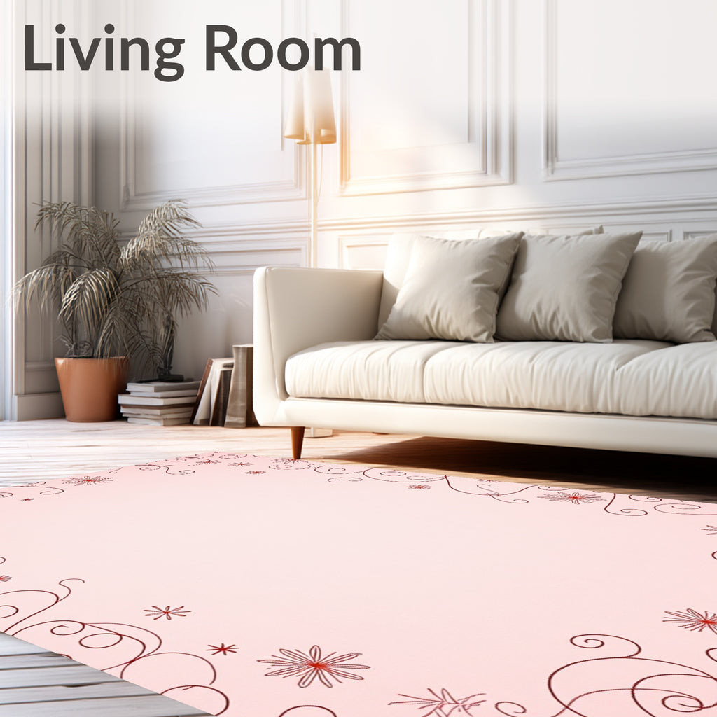 Crimson Flourish Floral Swirl Rug