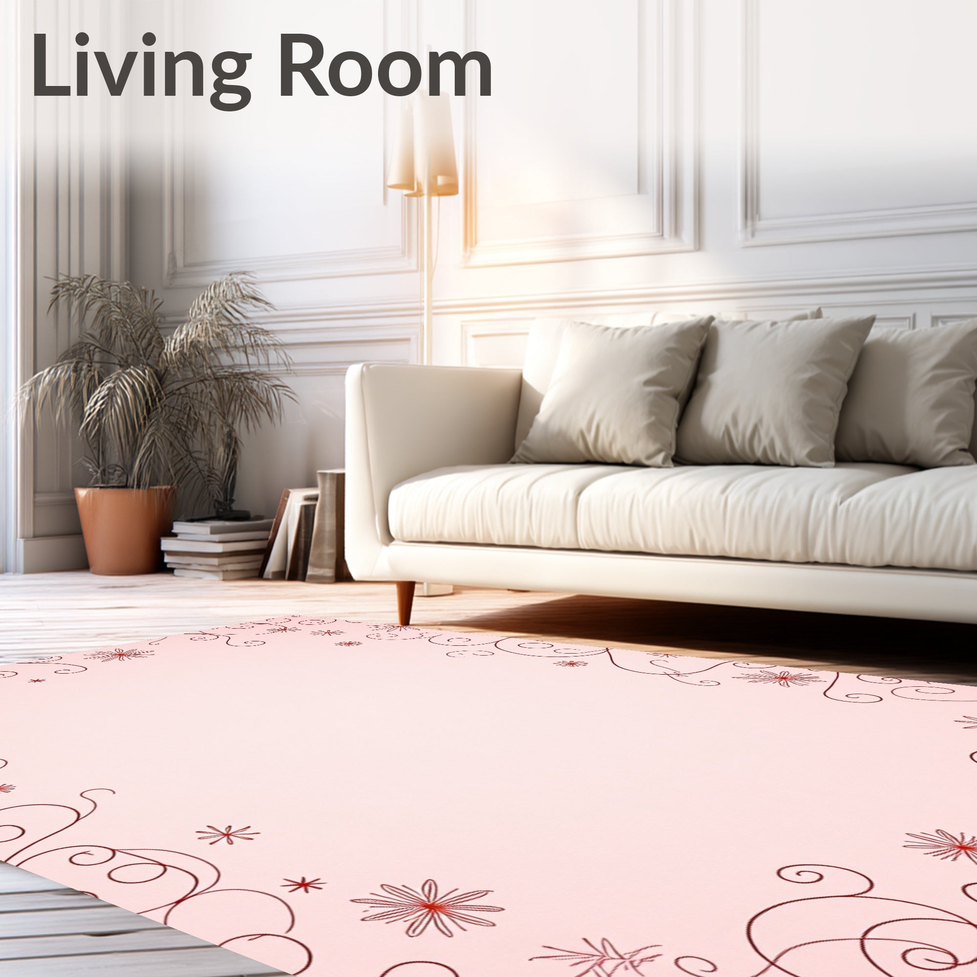 Crimson Flourish Floral Swirl Rug