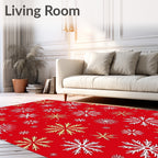 Festive Red Snowflake Collage Rug