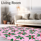 Pink Green Berry Branch Repeating Rug