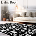 White Winter Trees Snowflake Collage Rug
