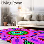 Vibrant Pink Mandala Sunburst Rug