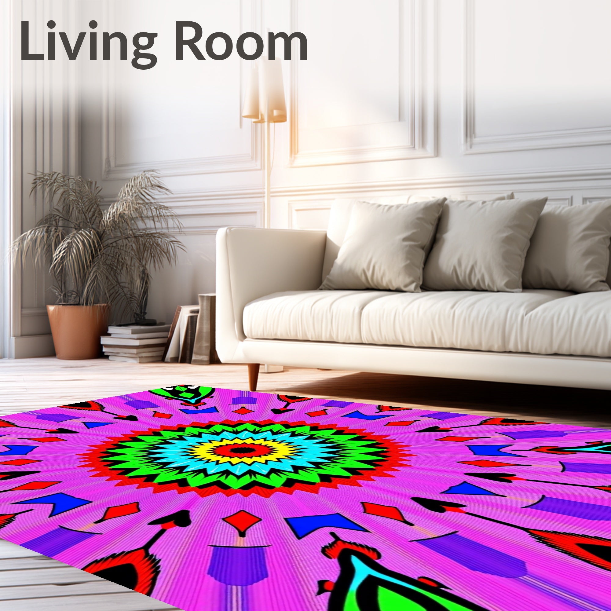 Vibrant Pink Mandala Sunburst Rug