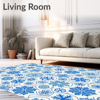 Blue Snowflake Medallion Collage Rug