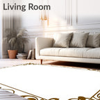 Ornate Gold Scrollwork Border Rug