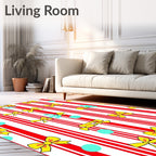 Red White Stripe Yellow Bow Accent Rug