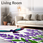 Purple Bird Above Violet Lavender Field Rug