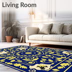 Whimsical Celestial Creatures Blue Yellow Rug