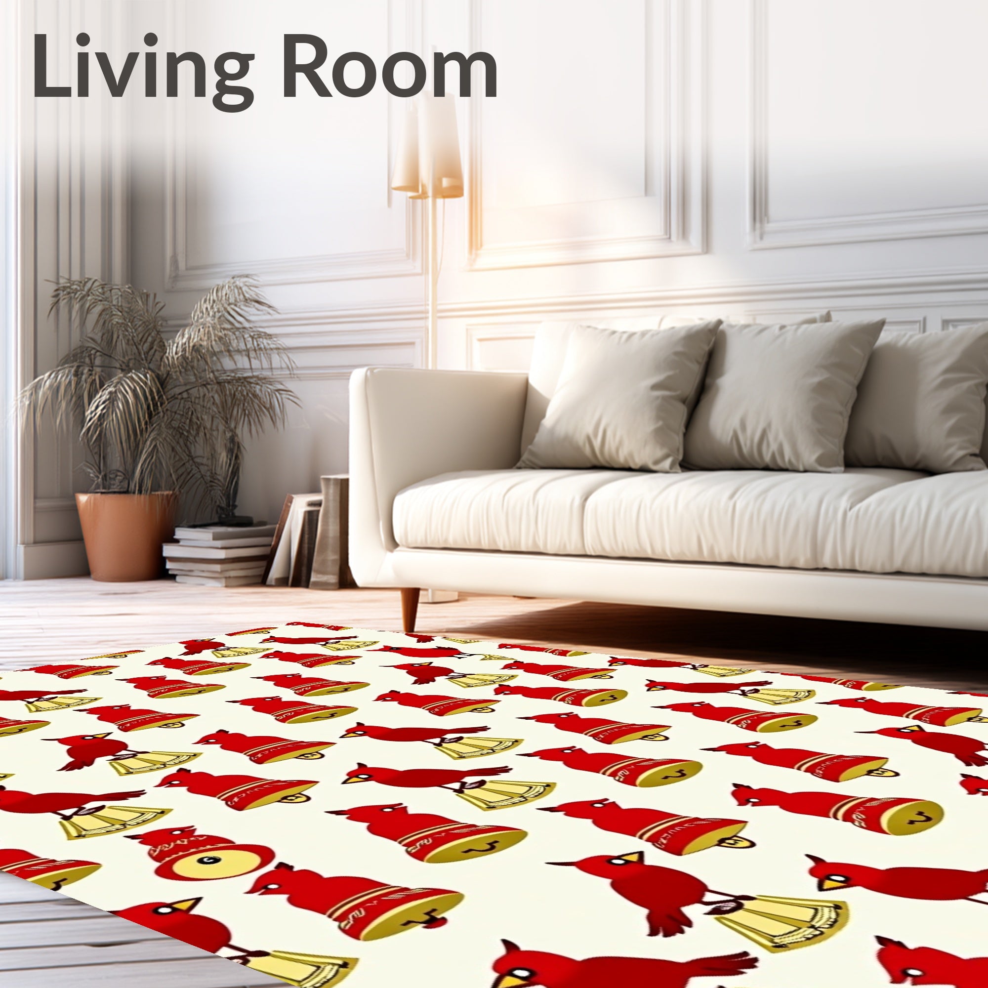 Red Cardinal Bell Collage Rug