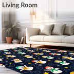 Cute Snowman Winter Stars Background Rug