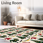 Festive Gnome And Christmas Tree Repeat Rug