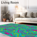 Vibrant Psychedelic Swirl Coral Bloom Rug