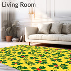 Bright Yellow Holly Berry BranchesRug Rug