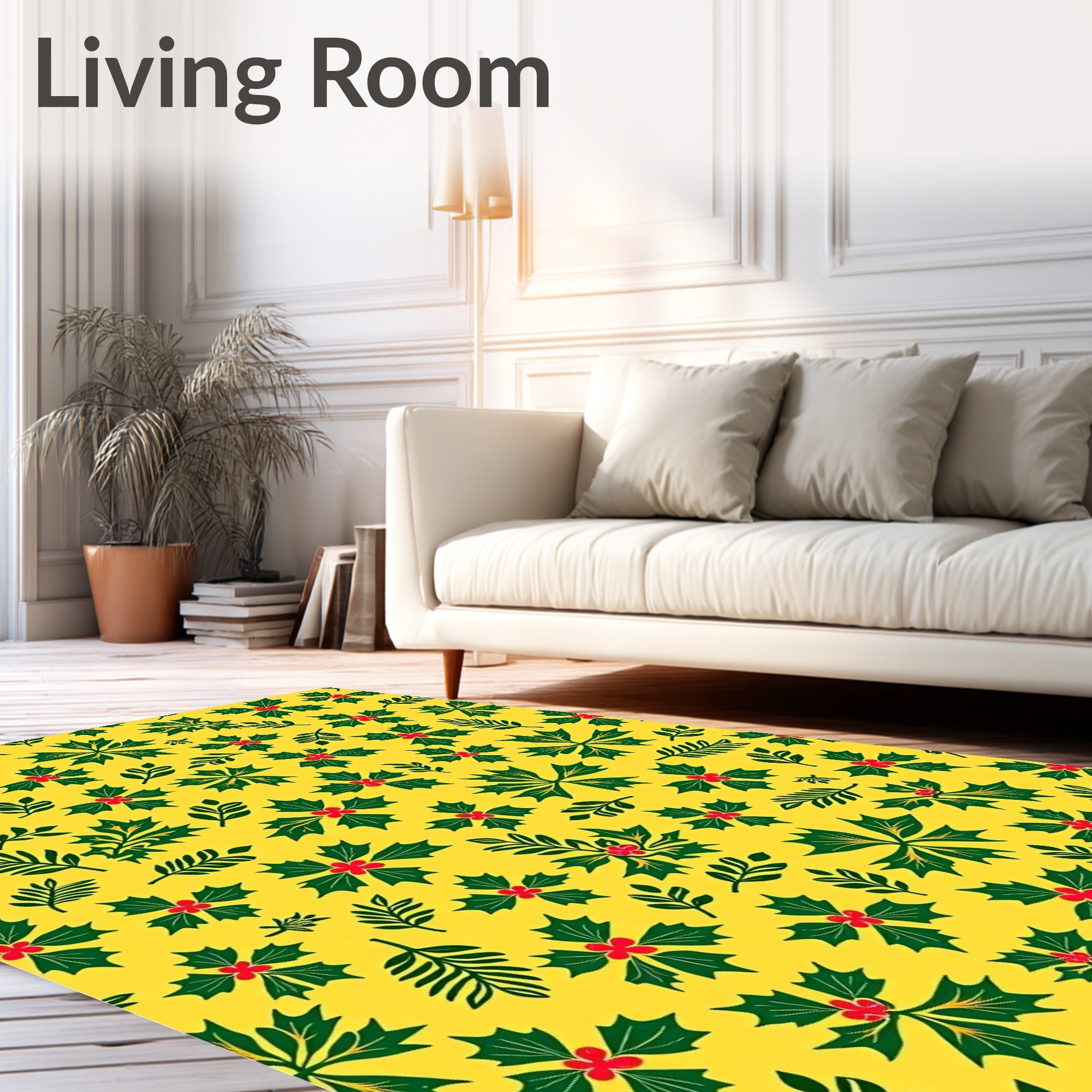 Bright Yellow Holly Berry BranchesRug Rug