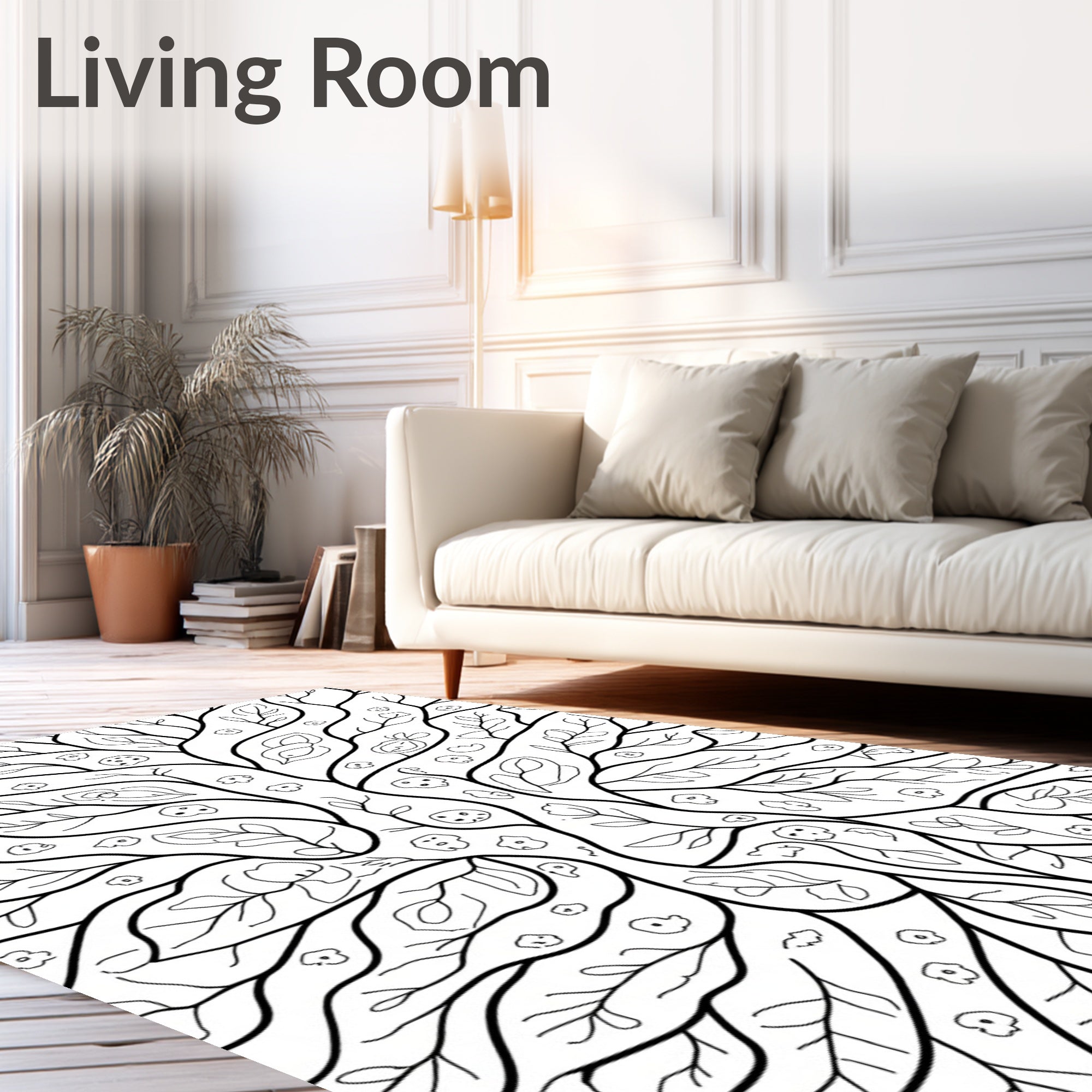 Abstract Organic Branch Leaf Swirls Rug