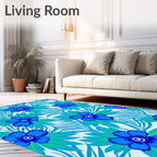 Bold Cobalt Blue Floral Garden Rug