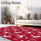 Classic Red Reindeer Snowflake Medley Rug