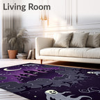 Spooky Purple Moonlit Castle Ghosts Rug