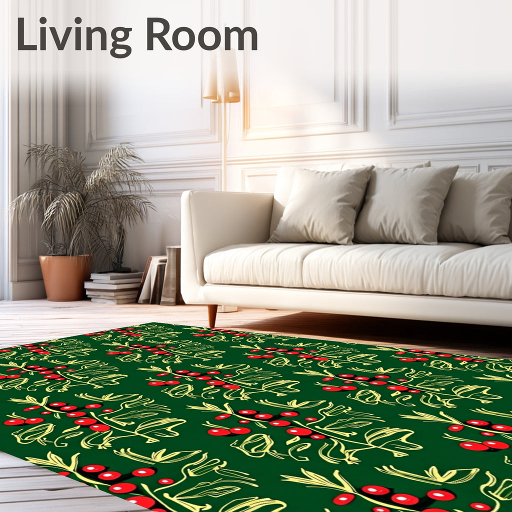 Crimson Berry Branch Forest Repeating Rug