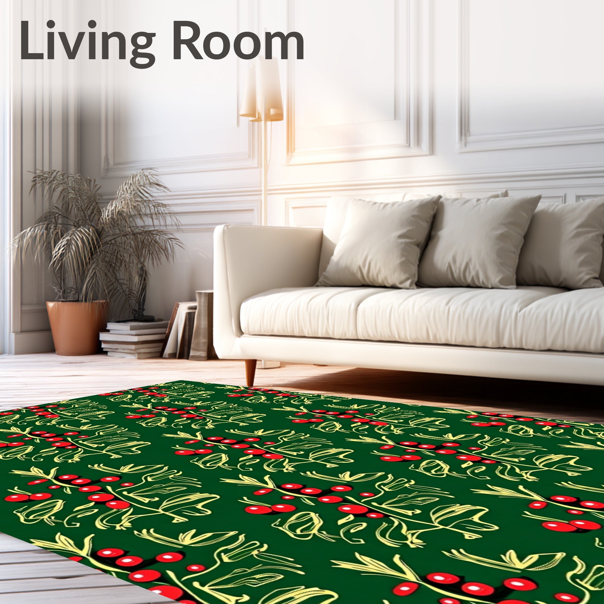 Crimson Berry Branch Forest Repeating Rug