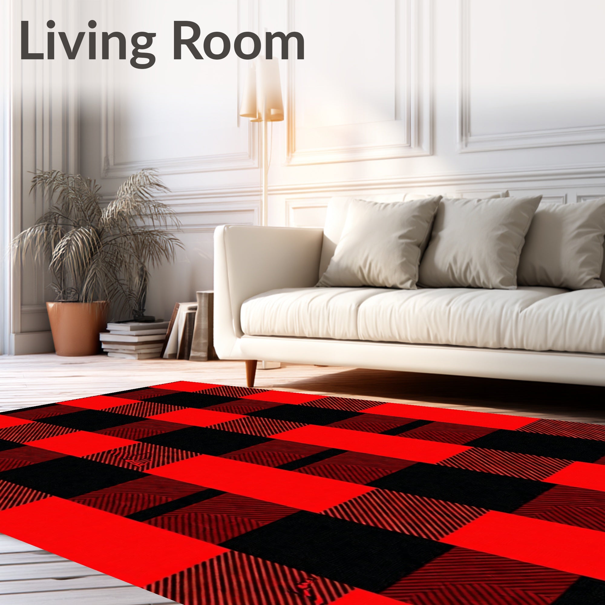 Bold Red Black Buffalo Plaid Rug