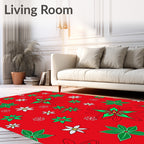 Vibrant Red Green Flower Medley Rug