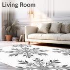 Gray Snowflake Garden Mandala Rug