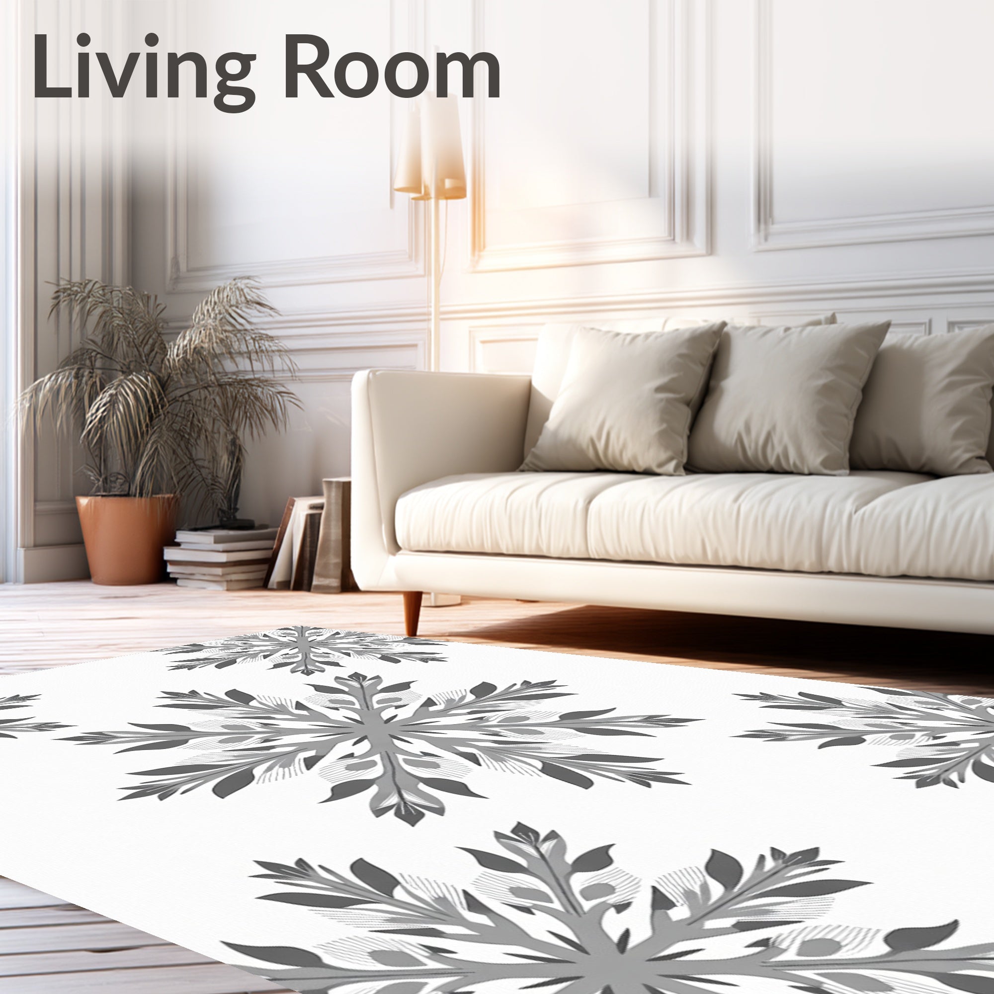 Gray Snowflake Garden Mandala Rug