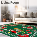 Whimsical Christmas Elves Wrapping Gifts Rug