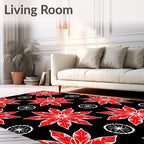 Bold Red Floral Starburst Rug