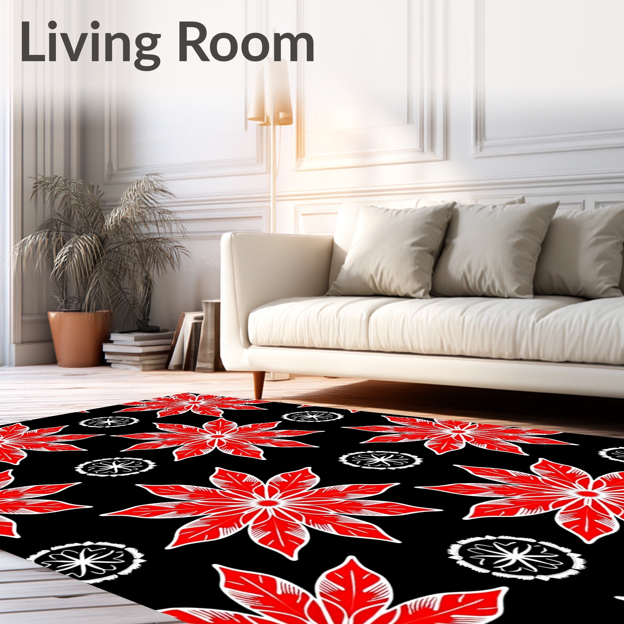 Bold Red Floral Starburst Rug