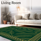 Emerald Feather Outline Border Rug